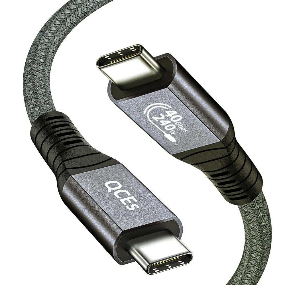  QCEs USB-4-1M Thunderbolt cable 40Gbps 8K60Hz 240W 3.3Ft Grey — product photo