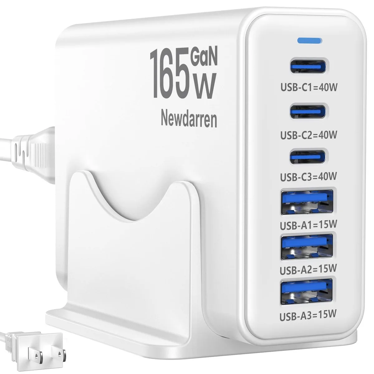  Newdarren BU165W 165W 6-Port GaN USB Charger White — product photo
