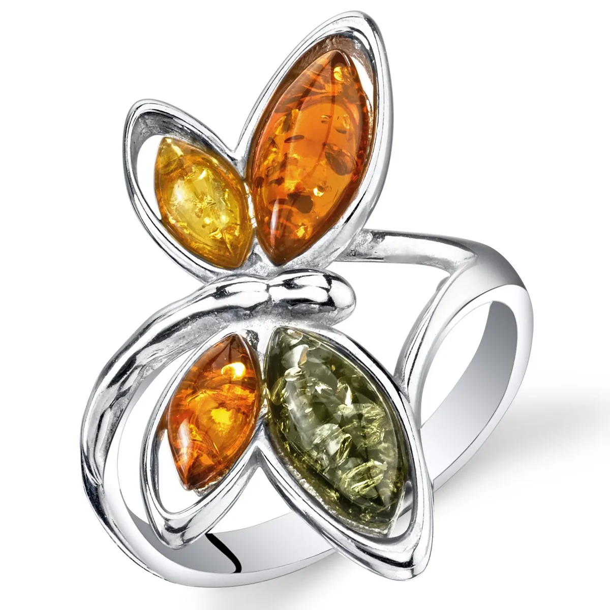 Oravo Oravo Sterling Silver Amber Butterfly Ring Style SR11316 2.1g .925 — product photo
