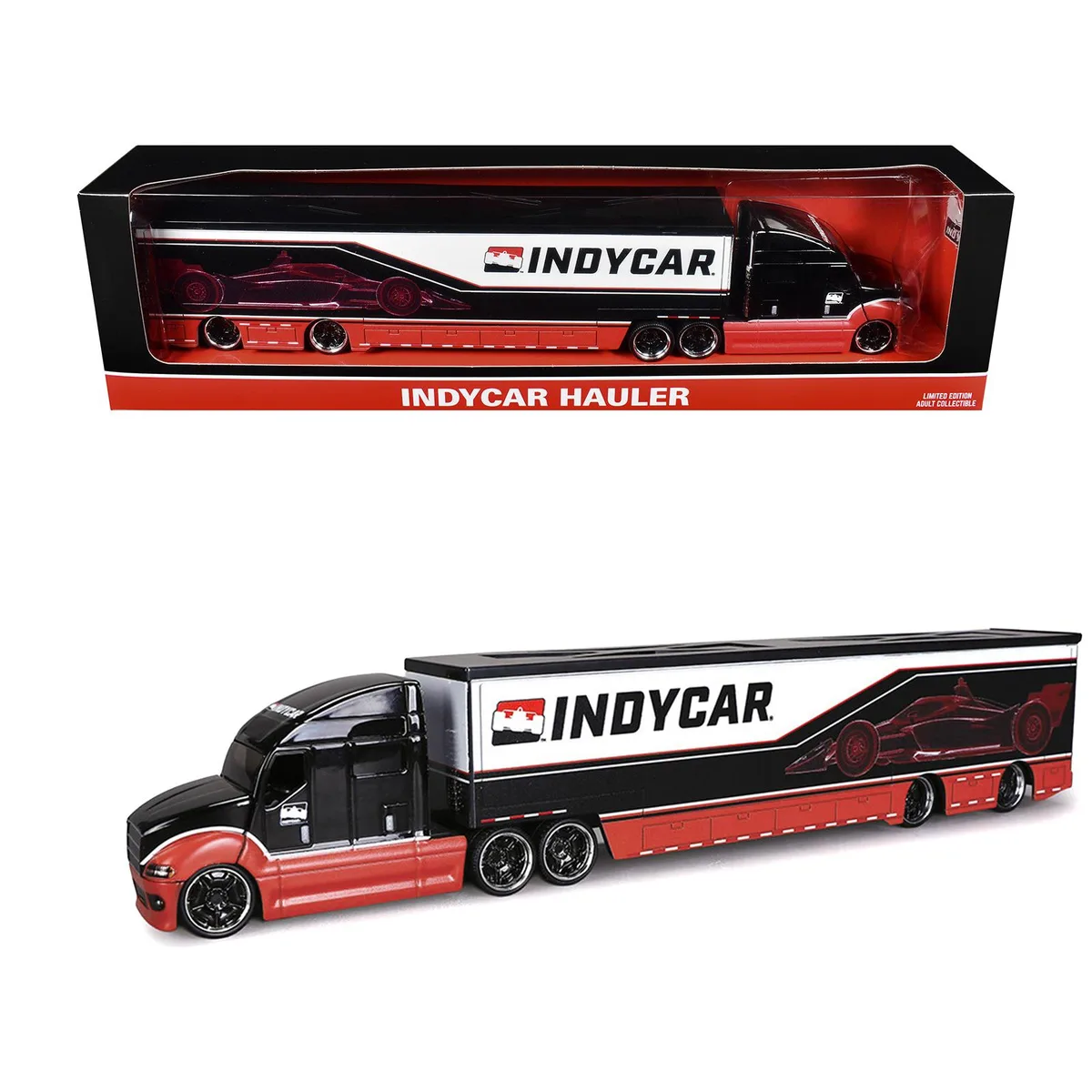 ixo ixo IndyCar Hauler Black and Red with Graphics 1/64 Diecast Model Car — product photo