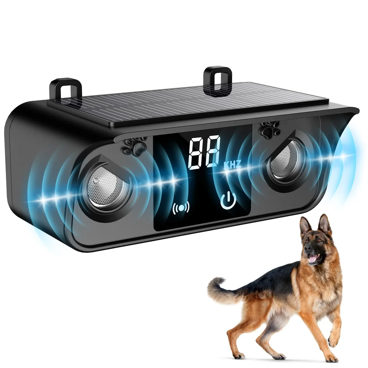 DNBeffulgent DNBeffulgent Ultrasonic Bark Deterrent 50FT 4 Modes Solar USB IP65 Black — product photo