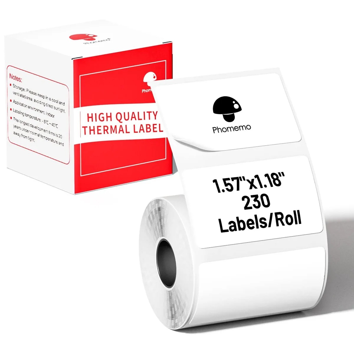 White rectangular thermal labels on a roll, 40 by 30 mm, 230 count