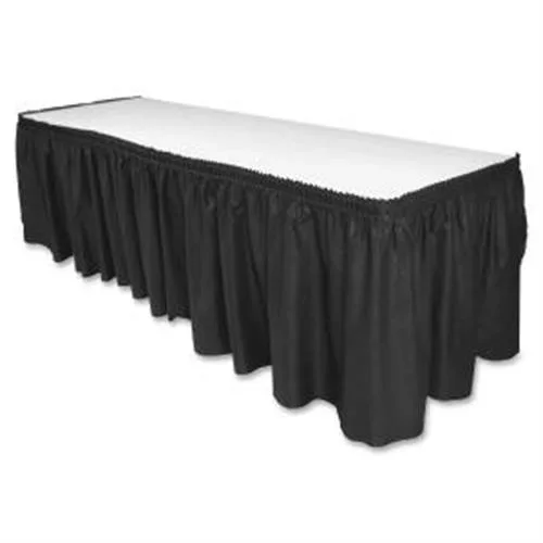 Genuine Joe Genuine Joe 11916 Table Skirting Pleated Polyester 29" x 14 ft Black — product photo