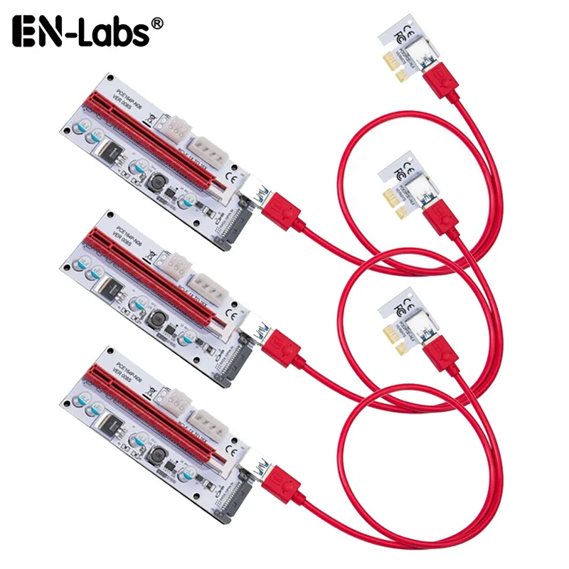 EN-Labs EN-Labs 3110106PK 3-Pack PCIe 1x-16x Riser Cable 60cm USB 3.0 SATA — product photo