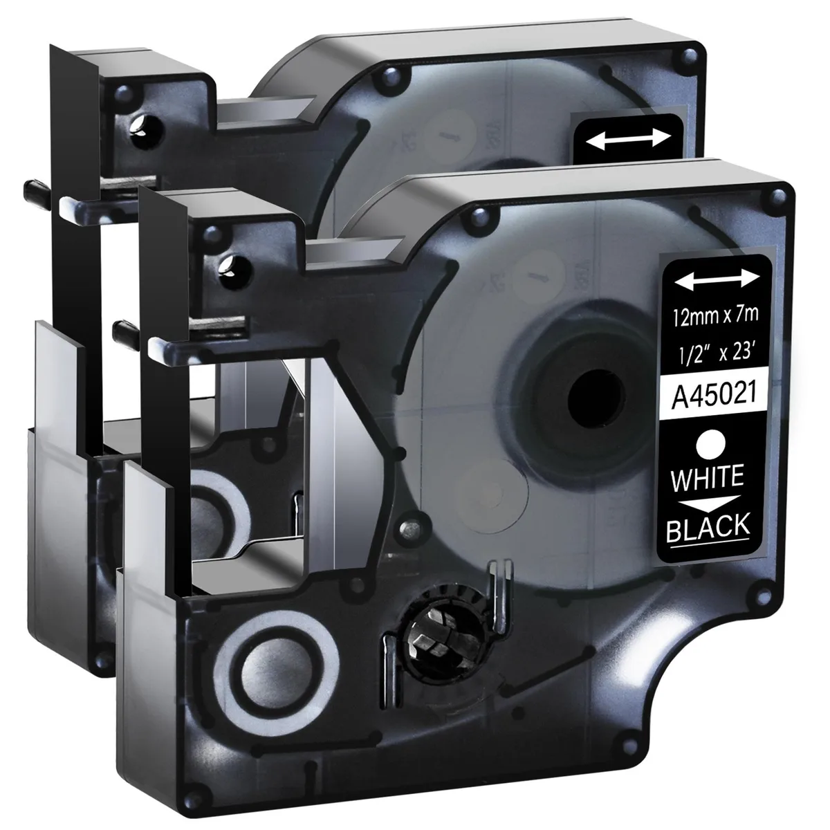 GREENCYCLE GREENCYCLE D1 Label Tape 45021 White on Black 12mm 23ft 10 Pack — product photo