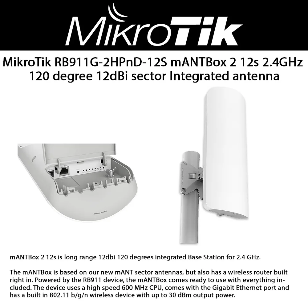 Mikrotik Mikrotik RB911G-2HPnD-12S mANTBox 2 12s 12dBi 120° 2.4GHz network antenna — product photo