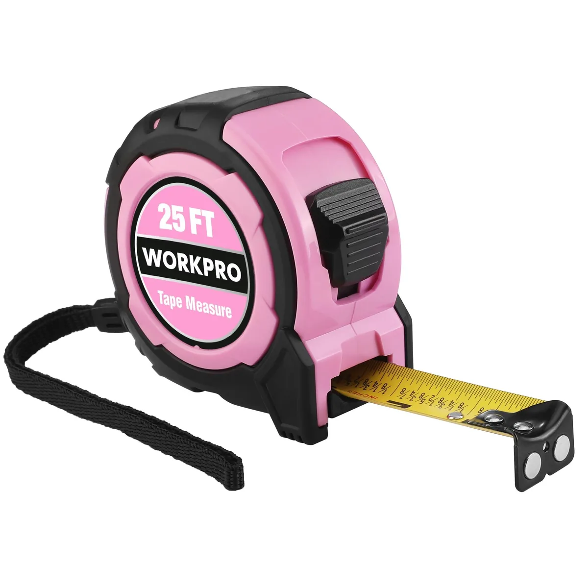 WORKPRO 25FT Pink Tape Measure, 1/8 Fractions — product photo