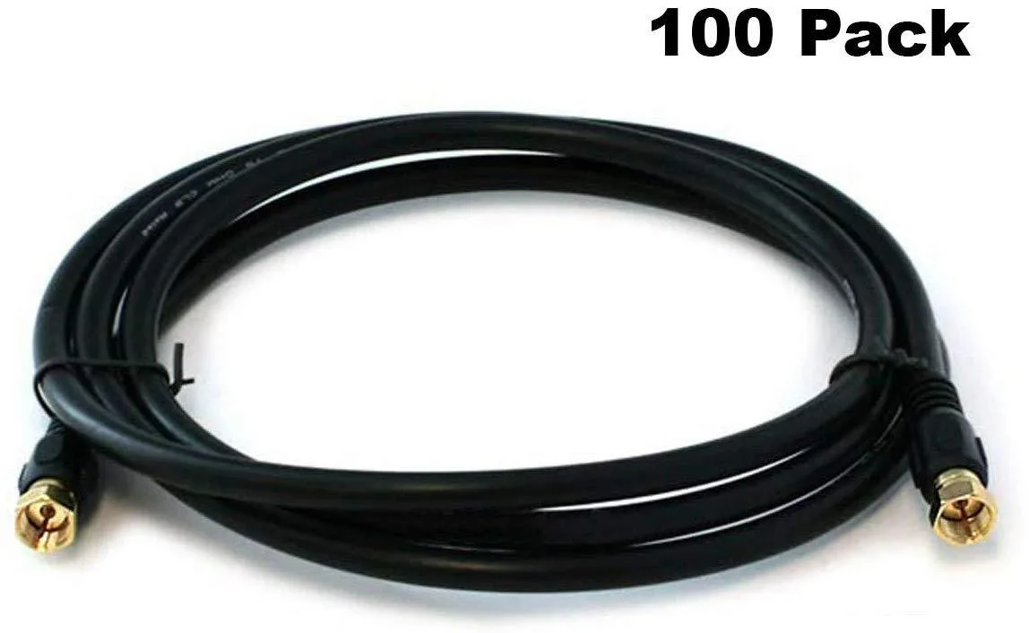 iMBAPrice iMBAPrice RG6 Coaxial Patch Cable 6 ft F-Type 100-Pack Black — product photo