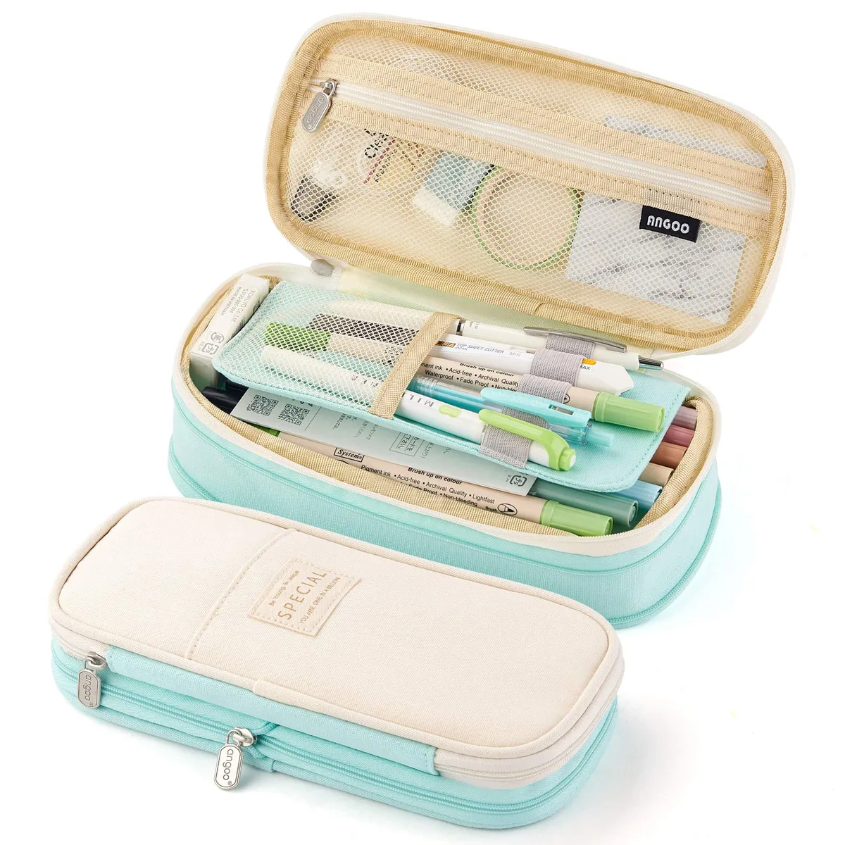  EASTHILL EASTHILL-M-Cyan Pencil Case Cyan 8.66 x 4.13 x 2.56 in — product photo