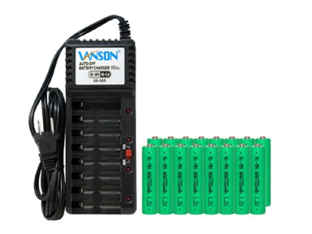 DUSLAN DUSLAN V868 8-bay AA/AAA charger with 16 AAA 700 mAh NiMH batteries — product photo