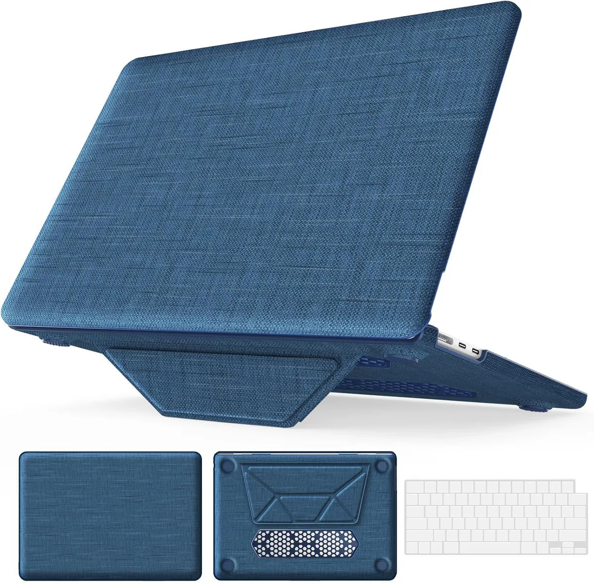 Werleo Werleo MacBook Air 15 inch Case M4 M3 M2 A3241 A3114 A2941 Fabric Hard Shell Kickstand Keyboard Cover Blue — product photo