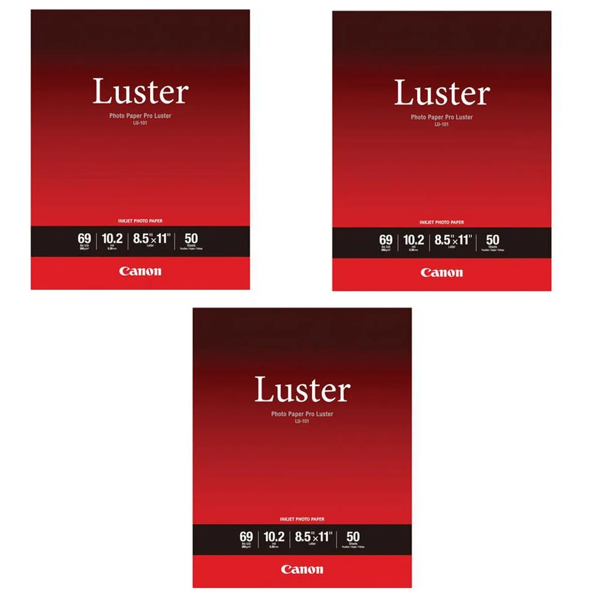 Canon Canon LU-101 Pro Luster Photo Paper 8.5x11" 50 Sheets 3 Pack — product photo