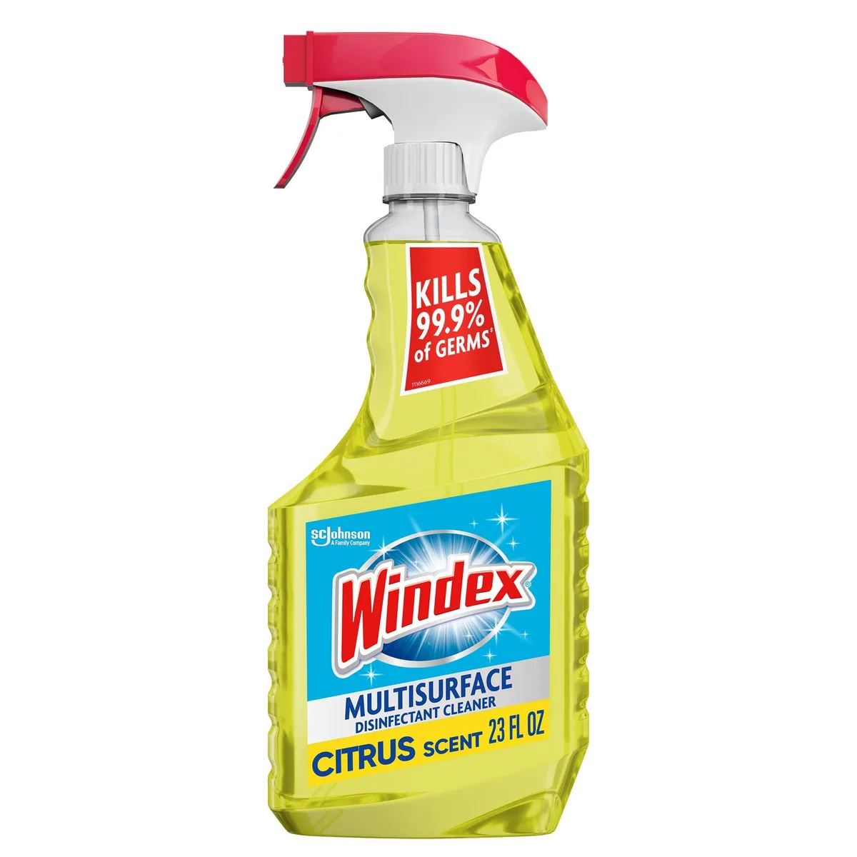 Blue 32 oz spray bottle with trigger and citrus fresh label