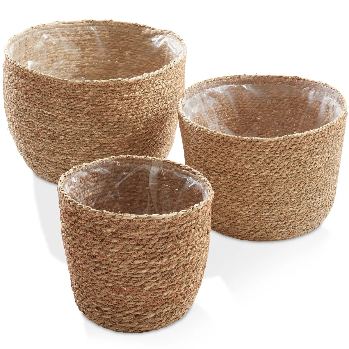 Casafield Casafield Set of 3 Seagrass Planter Baskets with Liners Natural — product photo
