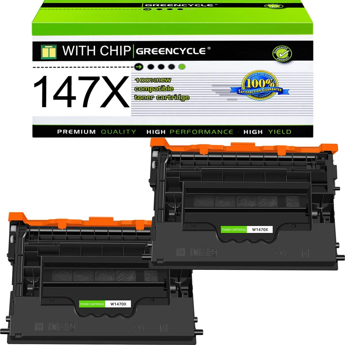 GREENCYCLE GREENCYCLE W1470X 2-Pack Black Toner Cartridge — product photo