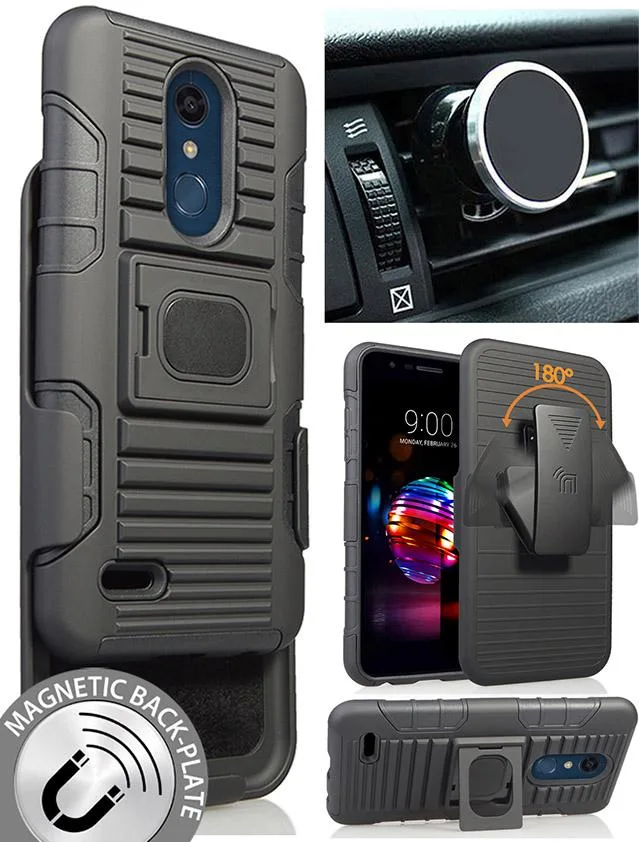 Nakedcellphone Nakedcellphone Grip Ring Case Black for LG K30 Phoenix Plus Premier Pro Harmony 2 K10 2018 Mount — product photo