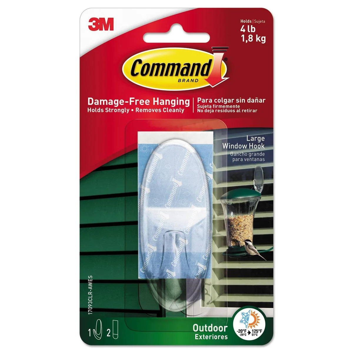  Command Large Wall Hook Clear 1 Hook 2 Strips — product photo