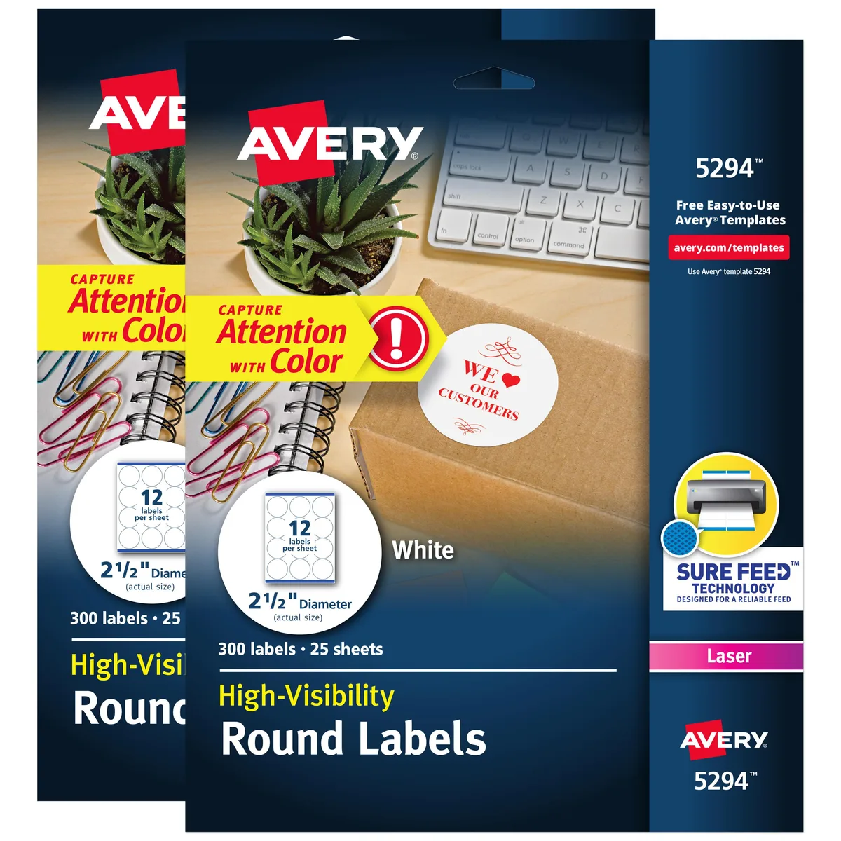 Avery Avery 45294 Round Labels 2.5" White 600 Pack — product photo