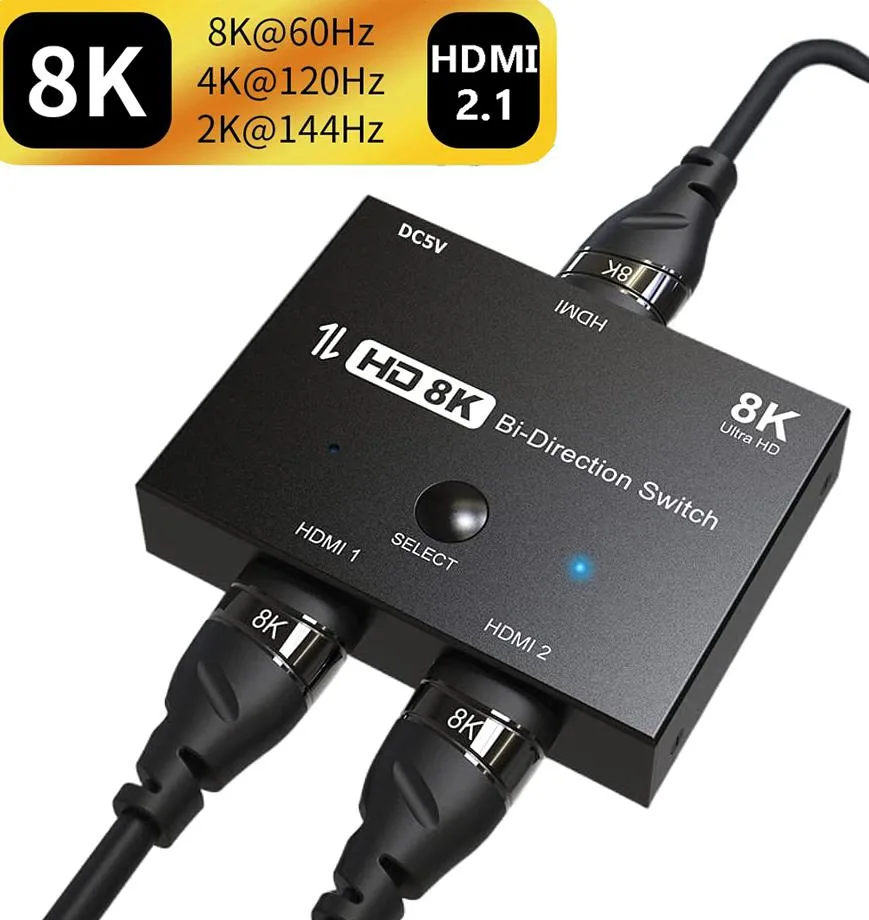 AUBEAMTO AUBEAMTO HDMI 2.1 8K Bi-Directional Switch 1in 2out 2in 1out 48Gbps Black — product photo