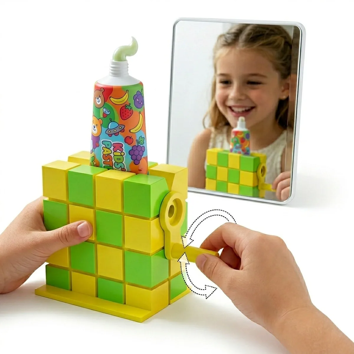 Green plastic toothpaste squeezer roller with stand, 0.2 kg