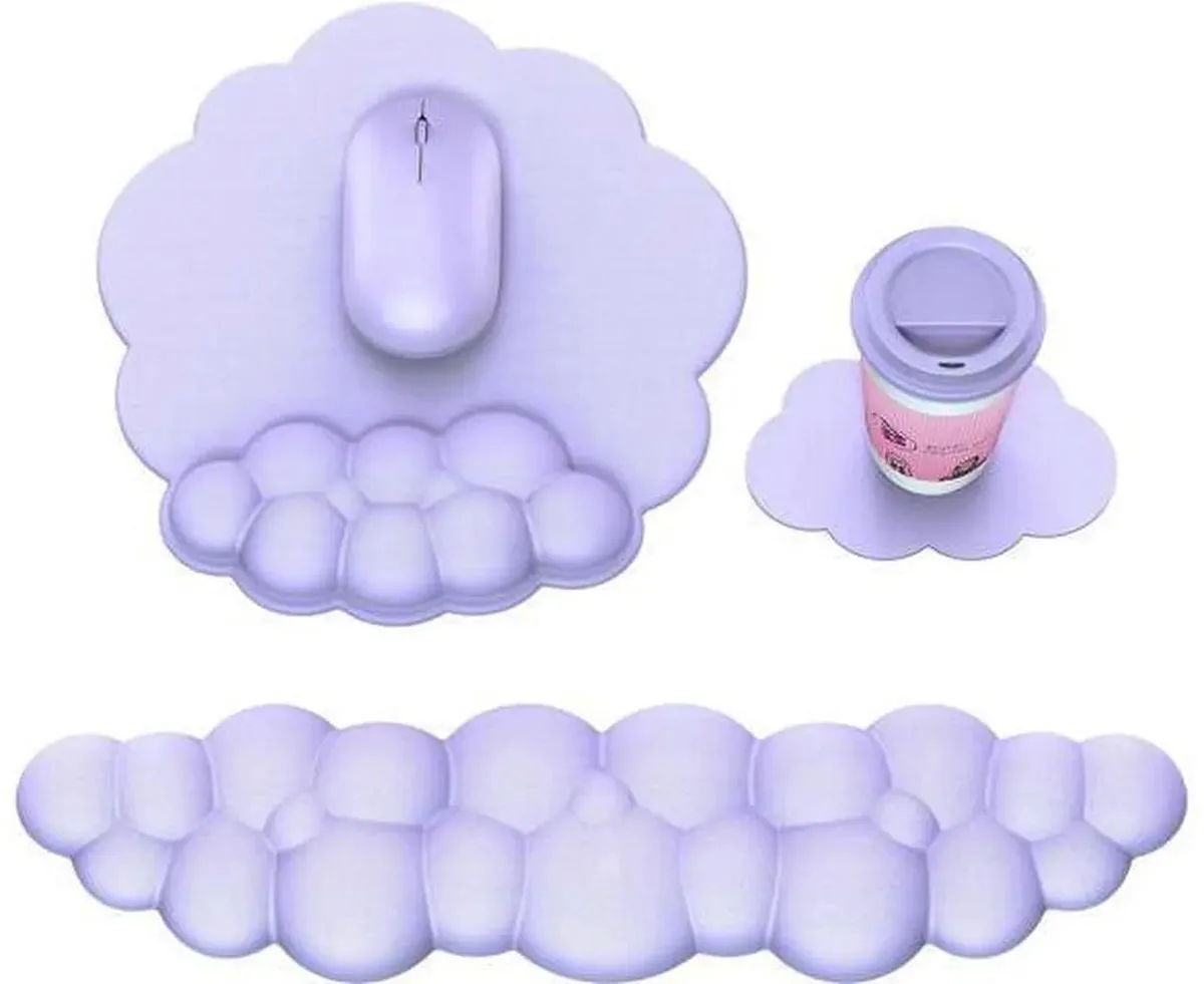 SMUGDESK SMUGDESK Purple Cloud Shape Ergonomic Wrist Rest &amp; Mouse Pad Set — product photo