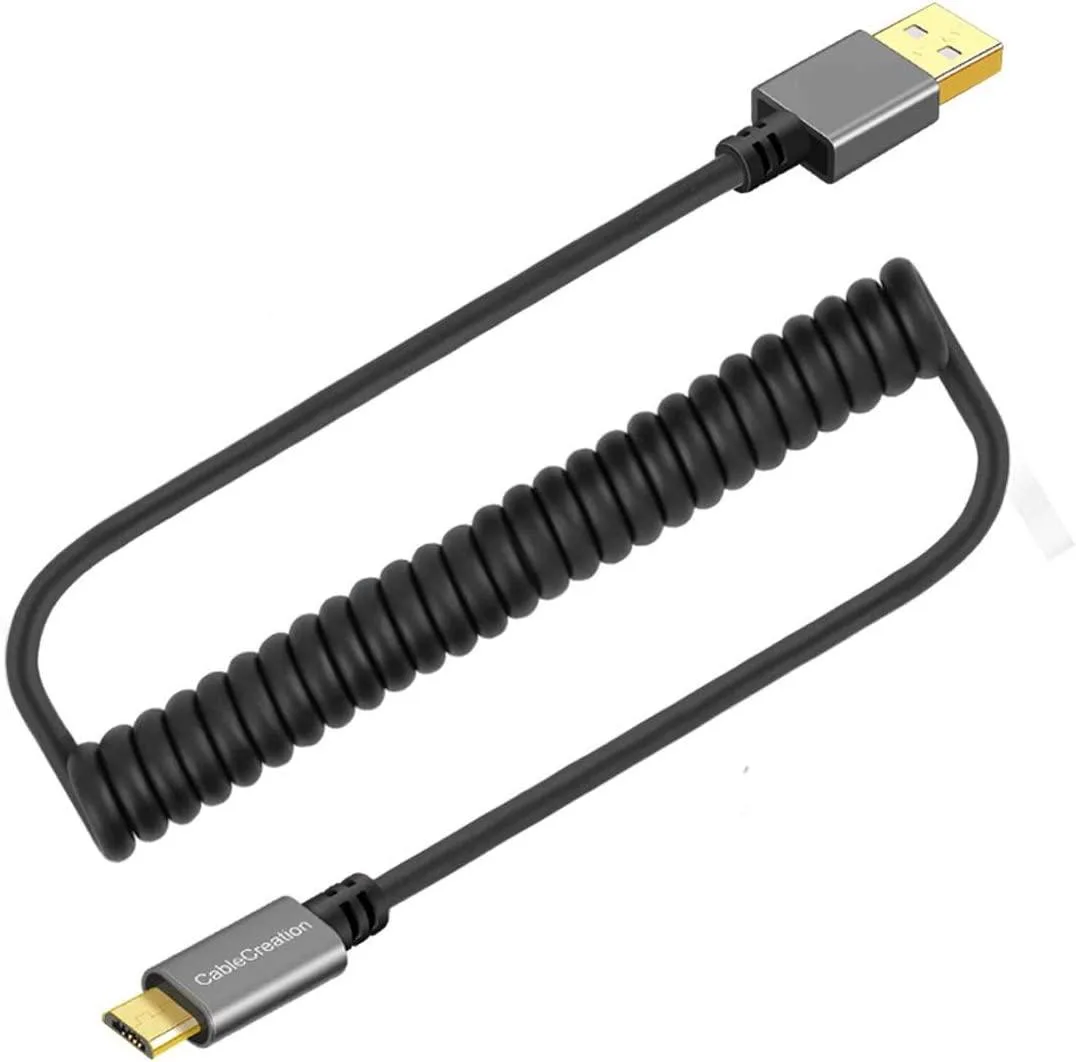 CableCreation CableCreation Coiled USB 2.0 A to Micro USB Cable 0.56ft–4ft Space Gray — product photo