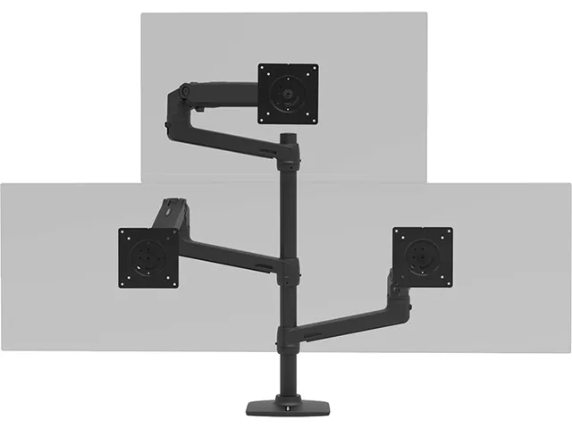 Ergotron Ergotron 45-509-224 LX Dual Stacking Arm Tall Pole Matte Black monitor accessory — product photo