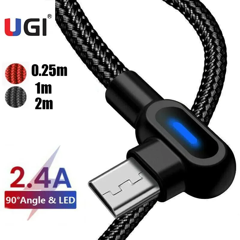 Hetai Tech Hetai Tech Micro USB to USB A 90 Degree 2.4A Cable 0.25m 1m 2m — product photo