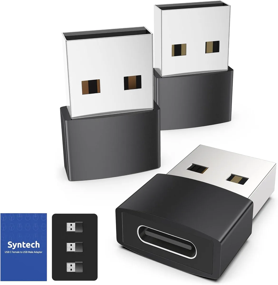 Brainwavz Brainwavz USB C Female to USB Male Adapter Pack of 3 Black — product photo