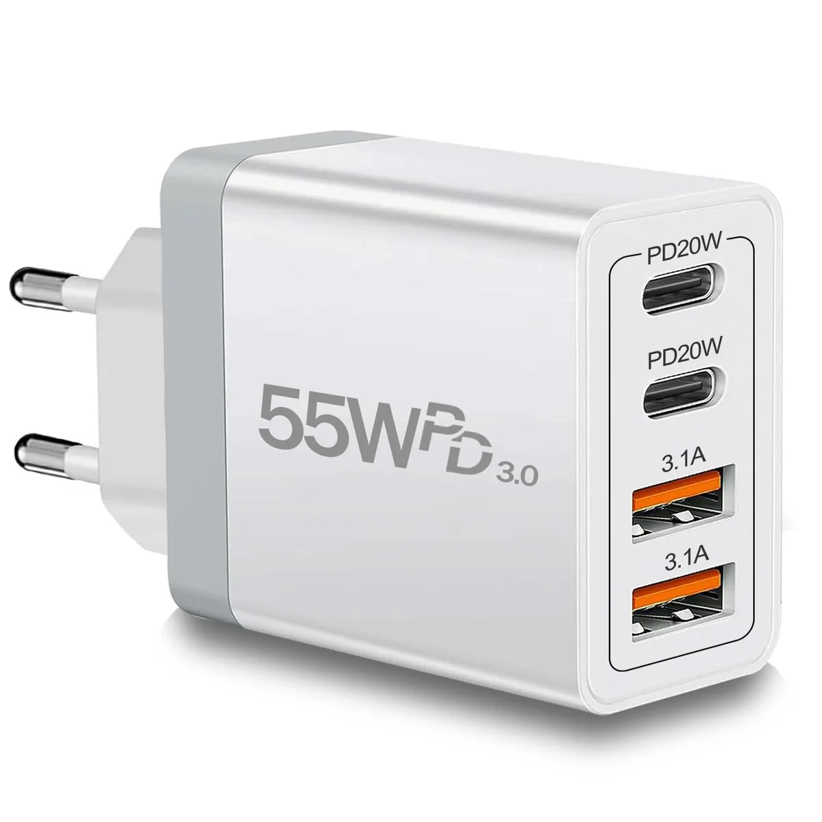 No Sew No Sew 55W USB-C European Travel Charger 4-Port — product photo