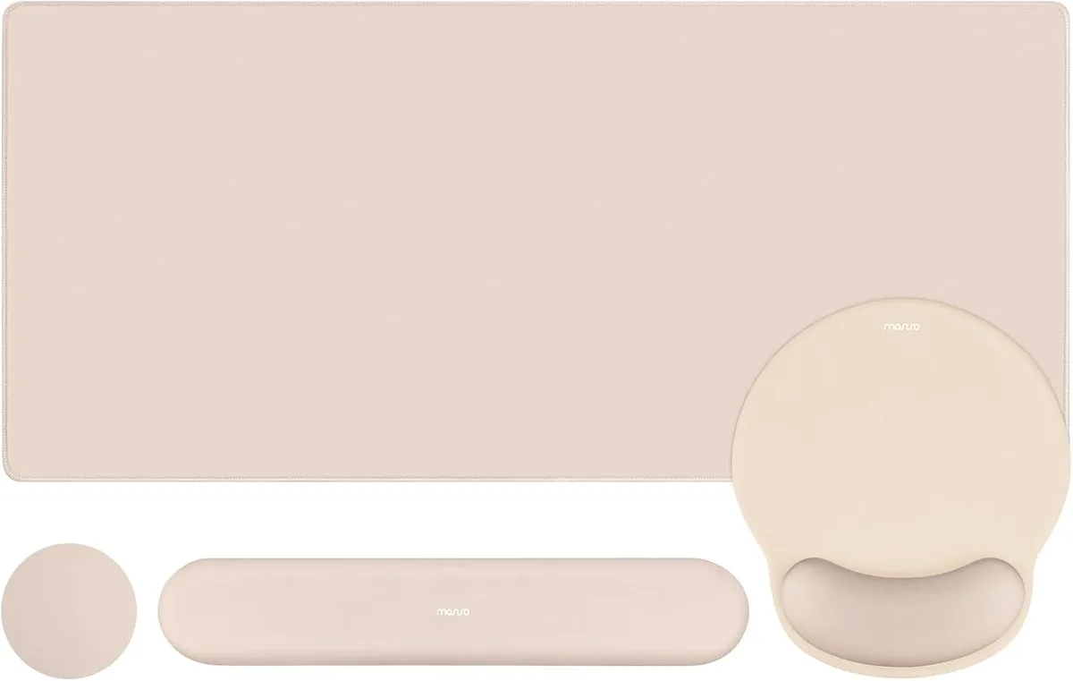 Emerson Emerson Wrist Rest Set Large Deskpad Circle Mousepad Keyboard Rest Coaster Apricot — product photo