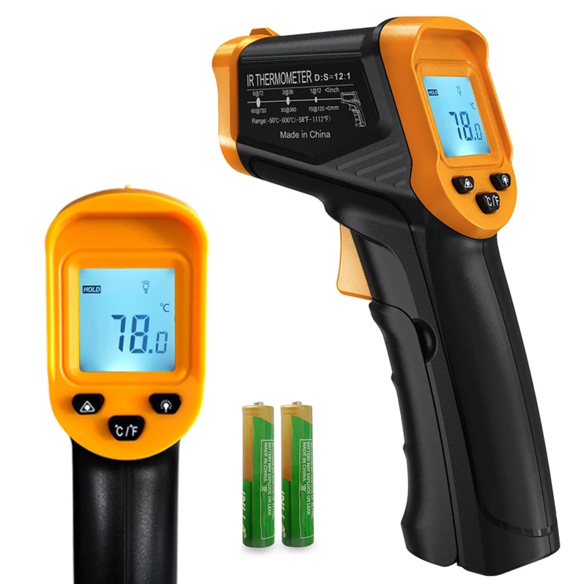  Digital Infrared Thermometer Gun Yellow Black -50 to 600 °C — product photo