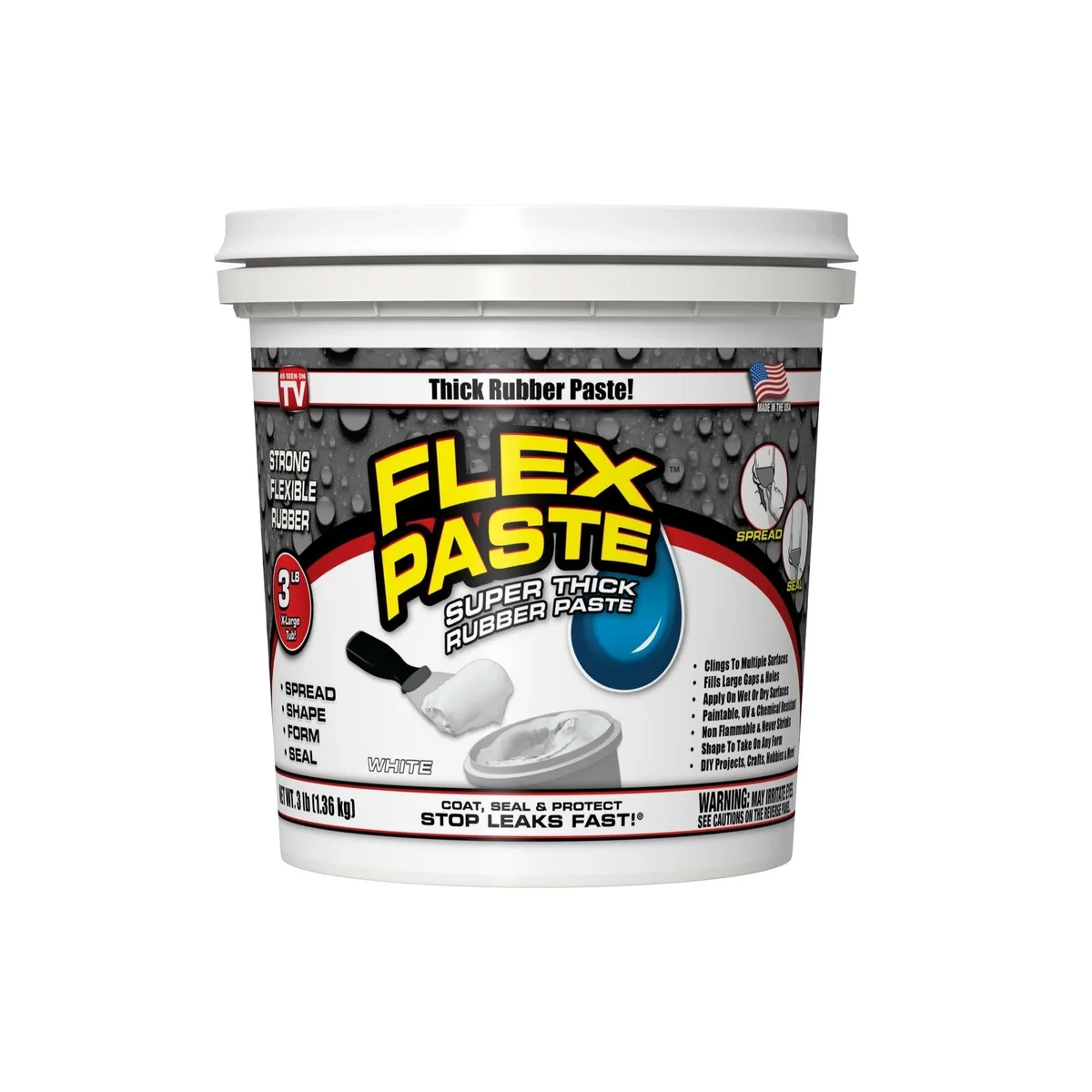 White Flex Paste adhesive in a 32 oz tub