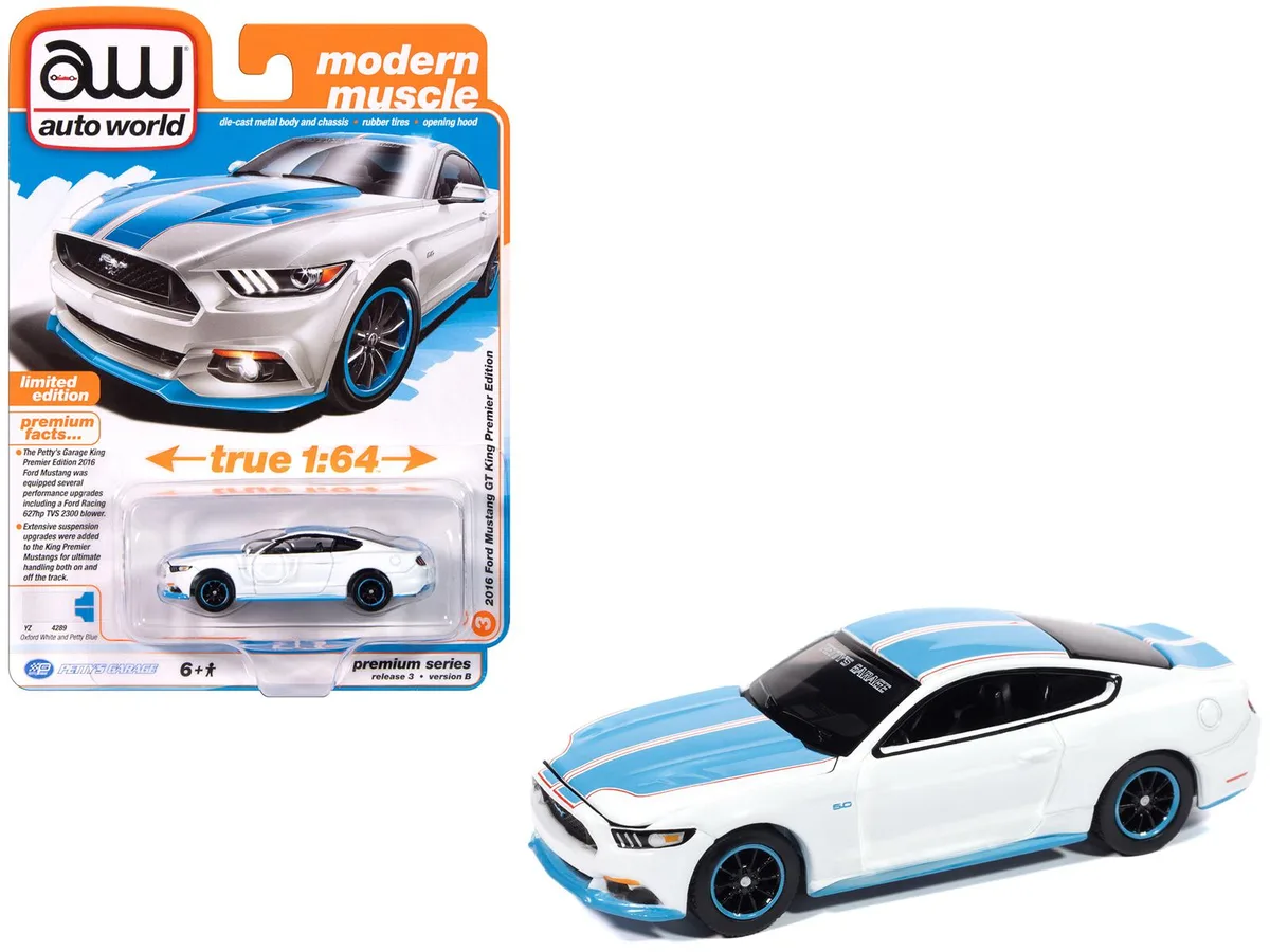 auto world Auto World 2016 Ford Mustang GT King Premier "Petty's Garage" 1/64 Diecast — product photo