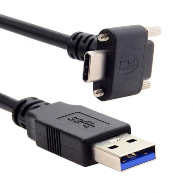 Cablecc Cablecc USB 3.1 Type-C Up Angled Dual Screw Locking to USB 3.0 Cable 90 Degree — product photo