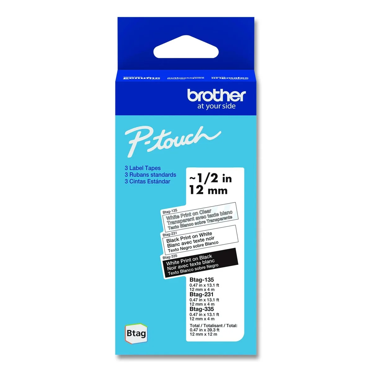 Brother Brother P-Touch BTAG Label Tapes 0.47" x 13.1 ft 3/Pack — product photo