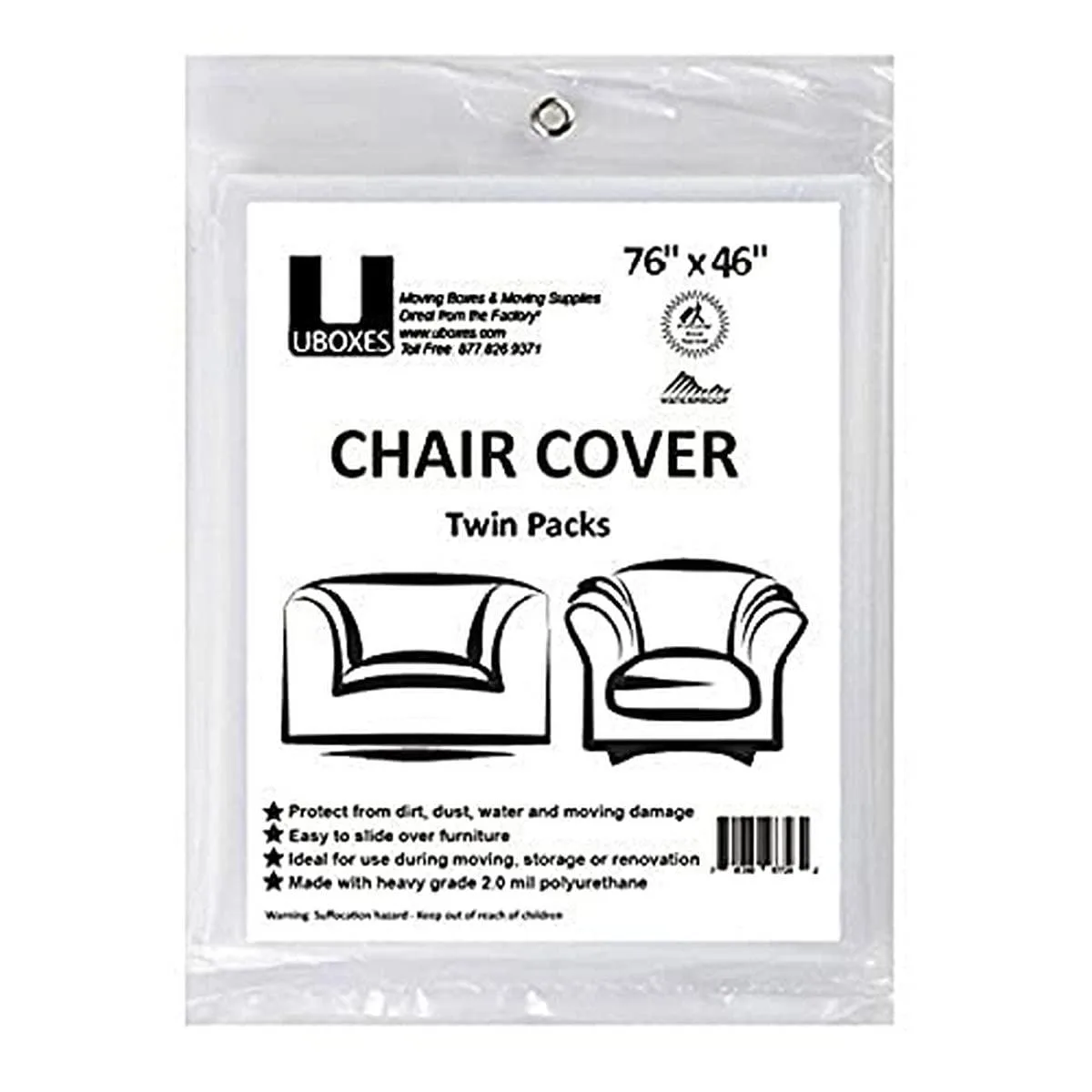  Uboxes CHAIRCOVER01 Chair Cover 76x46 in 2.0 Mil Clear 12 Pack — product photo