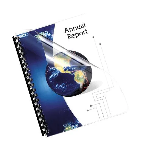 FELLOWES FELLOWES 5293401 Crystals Clear Pre-Punched Binding Covers 100 Pack 11.25 x 8.75 8 mil — product photo