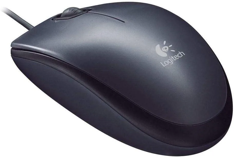 Black ambidextrous corded optical mouse with USB 2.0 connector