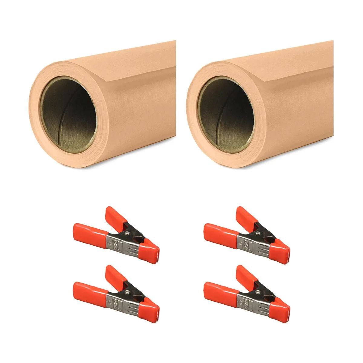 SAVAGE SAVAGE 53" x 36' Widetone Seamless Paper Almond 2-Pack with 4 Orange Clamps — product photo