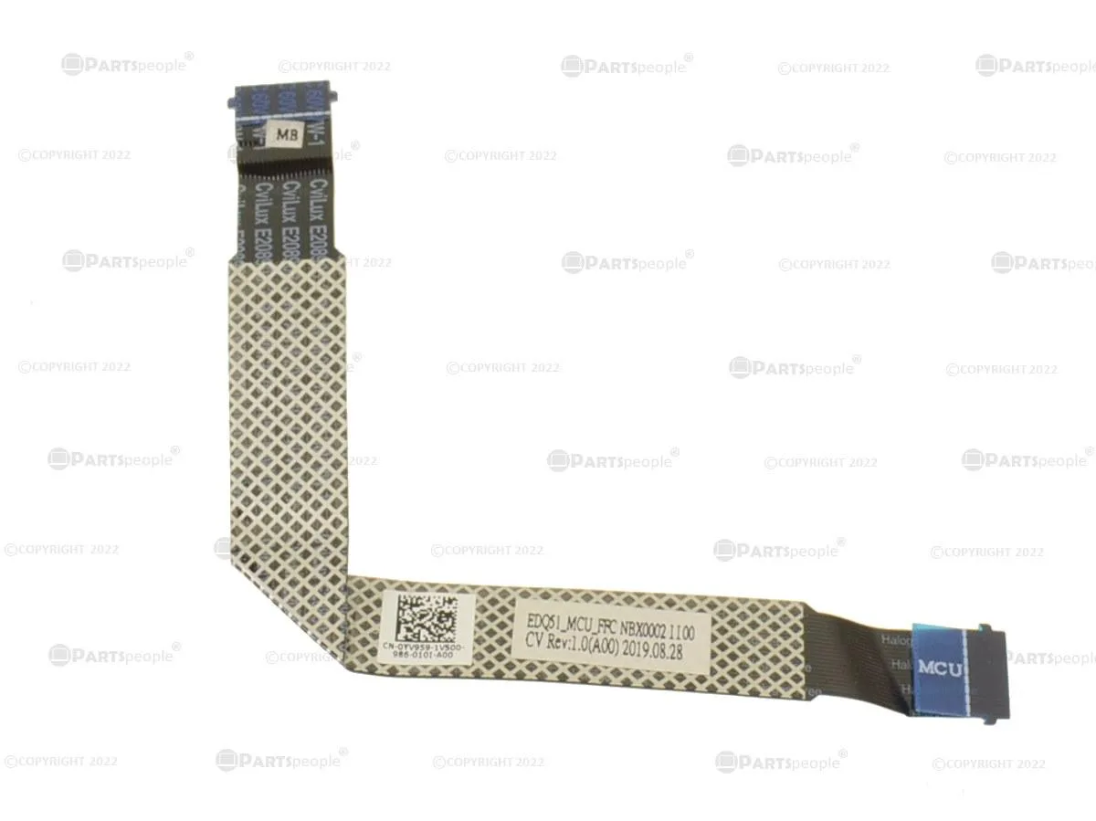 Flat flexible ribbon cable with connectors at both ends, light brown finish