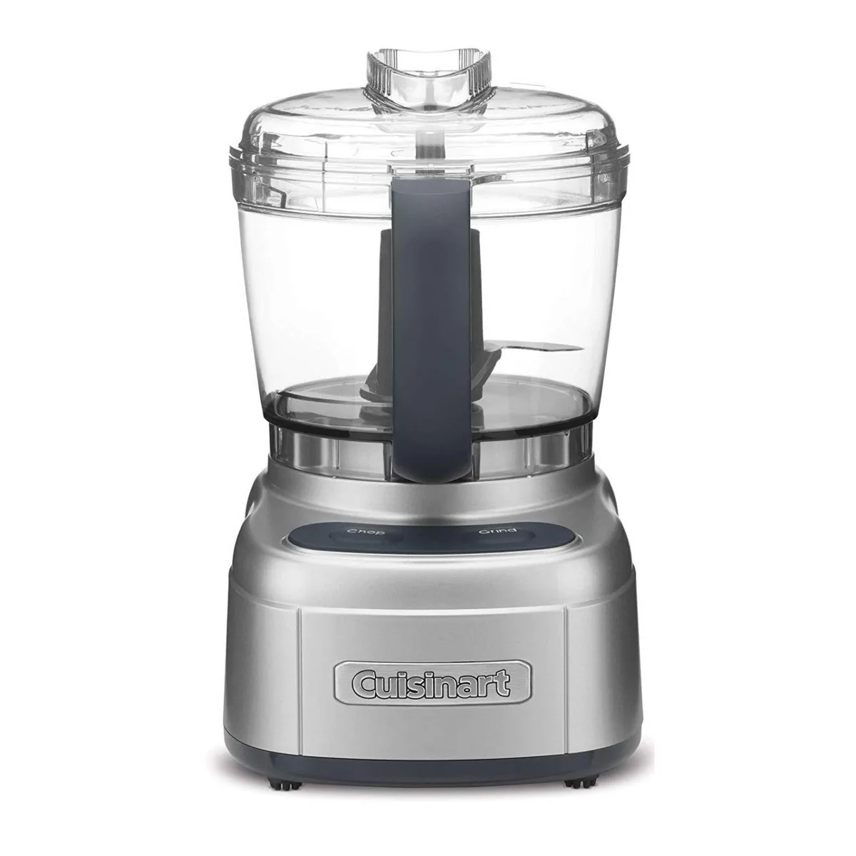 Silver 4-cup chopper grinder with touchpad controls and work bowl