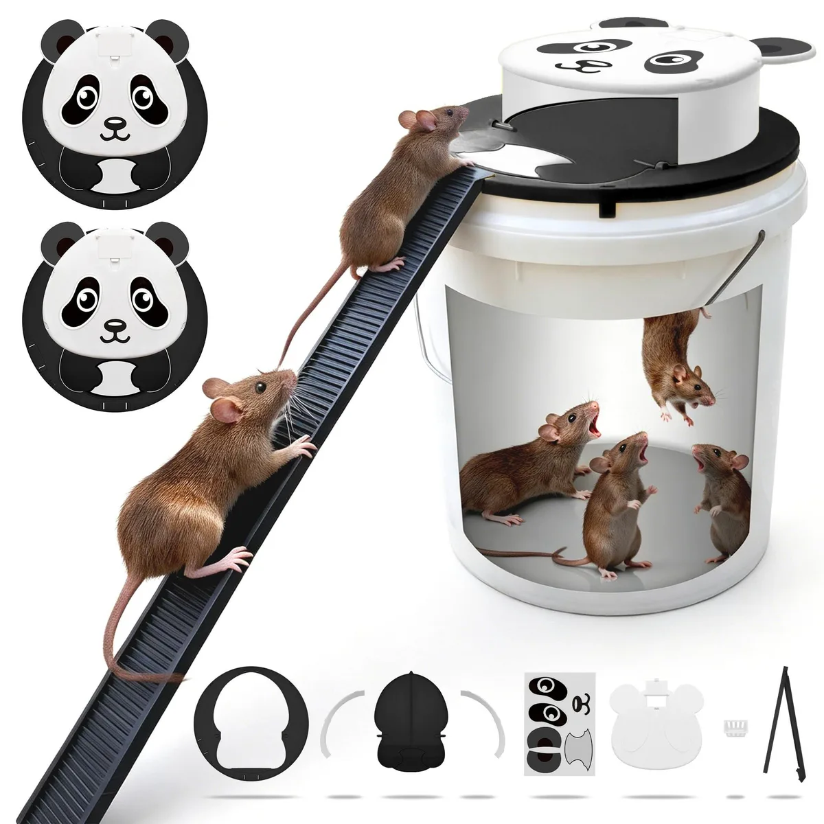 Two plastic flip-lid traps for five-gallon buckets
