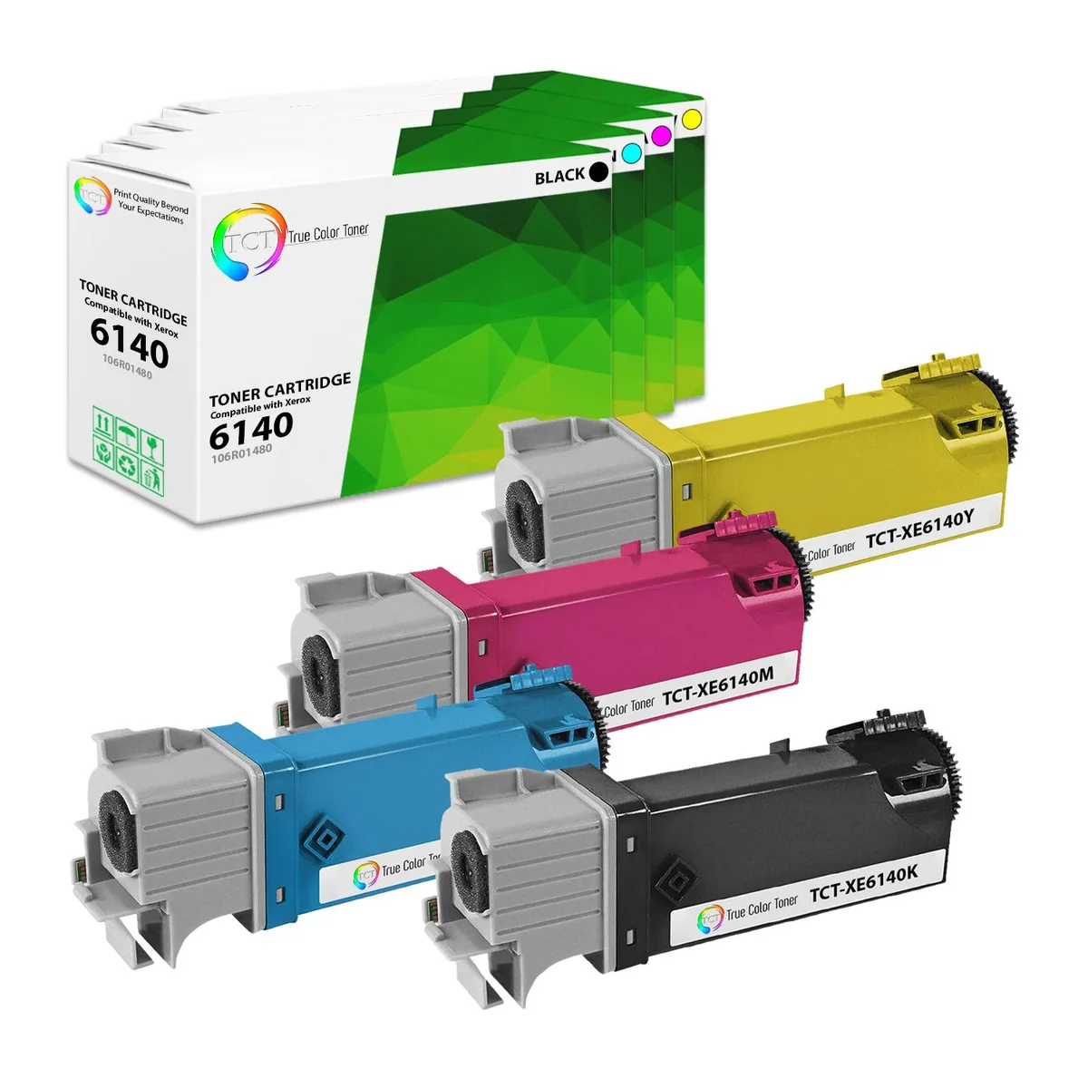 True Color Toner True Color Toner 6140 4-Pack Toner Cartridges 106R01480 106R01477 106R01478 106R01479 — product photo