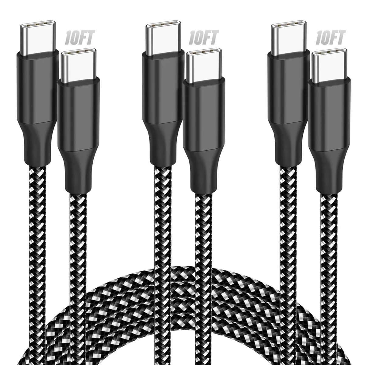  Bkayp black2511 USB-C to USB-C cable 3-pack 10ft 60W — product photo