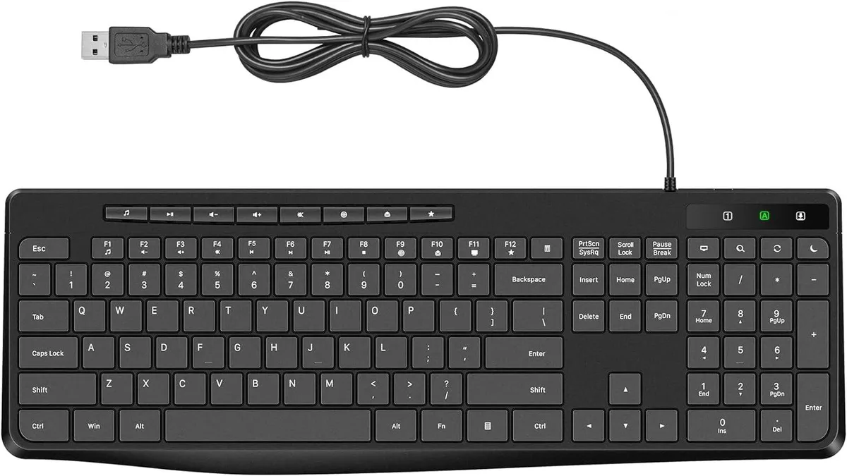 TUKO TUKO Full-Size Gaming Keyboard Wired Quiet 13 Shortcuts 12 Multimedia Keys 50% Noise Reduction — product photo