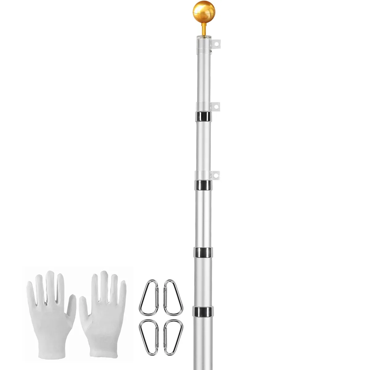 VEVOR VEVOR 25FT Telescoping Flag Pole Kit Silver — product photo