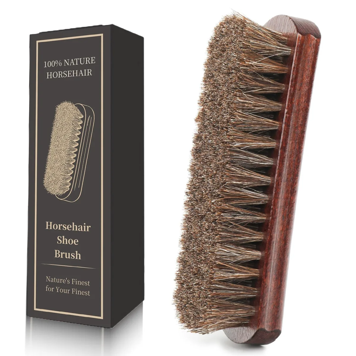 REAL HOME Innovations horse hair shoe brush-1 7in Yellow 17cm — product photo