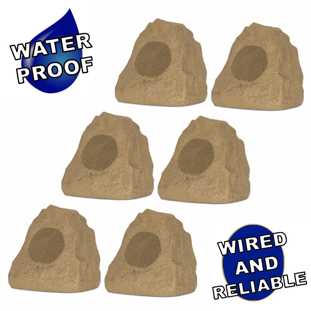 Theater Solutions Theater Solutions R4S Sandstone 6 Outdoor Rock Speaker Set — product photo