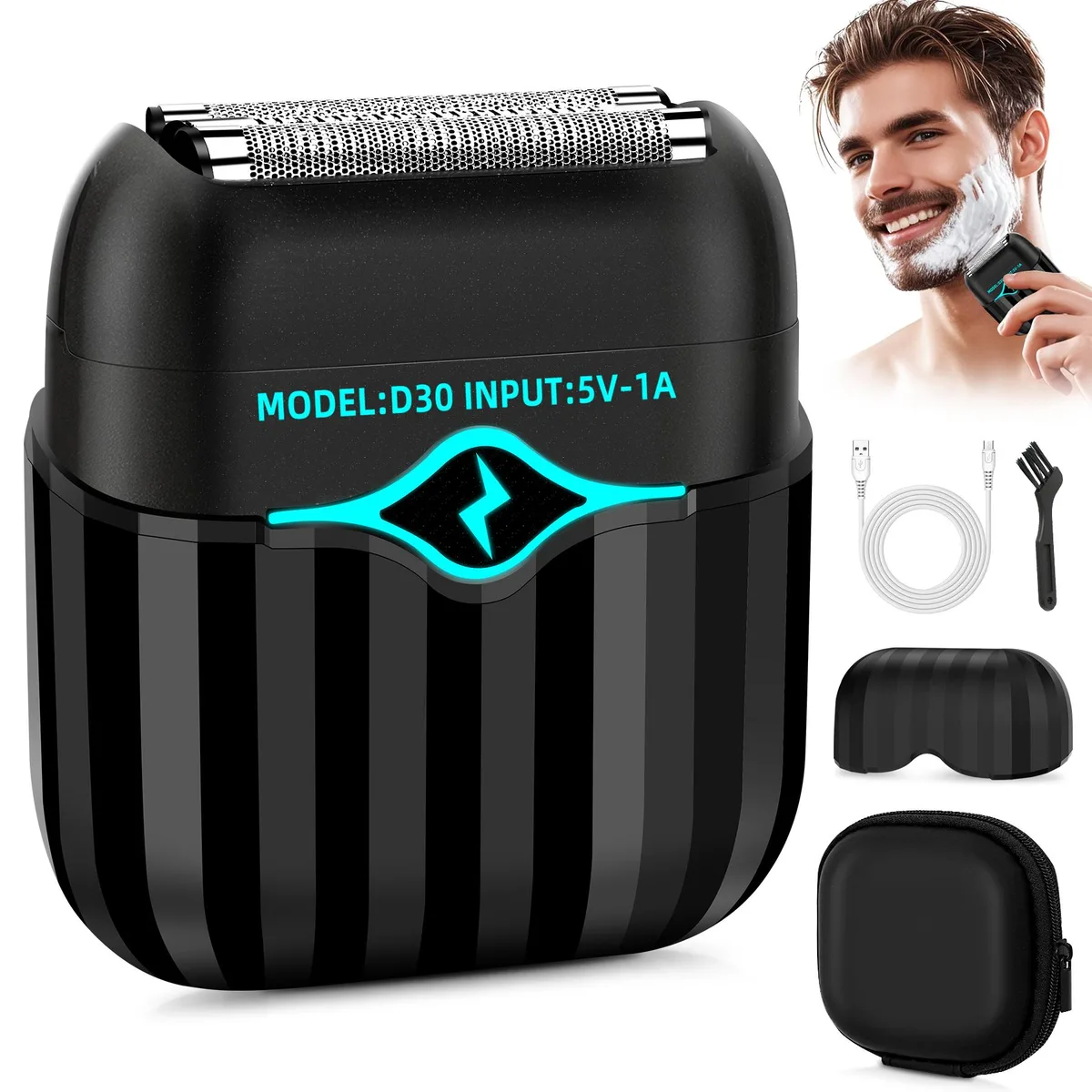 YEVYO YEVYO Electric Foil Shaver 3D Floating Blades IPX7 USB-C 100 min Black — product photo